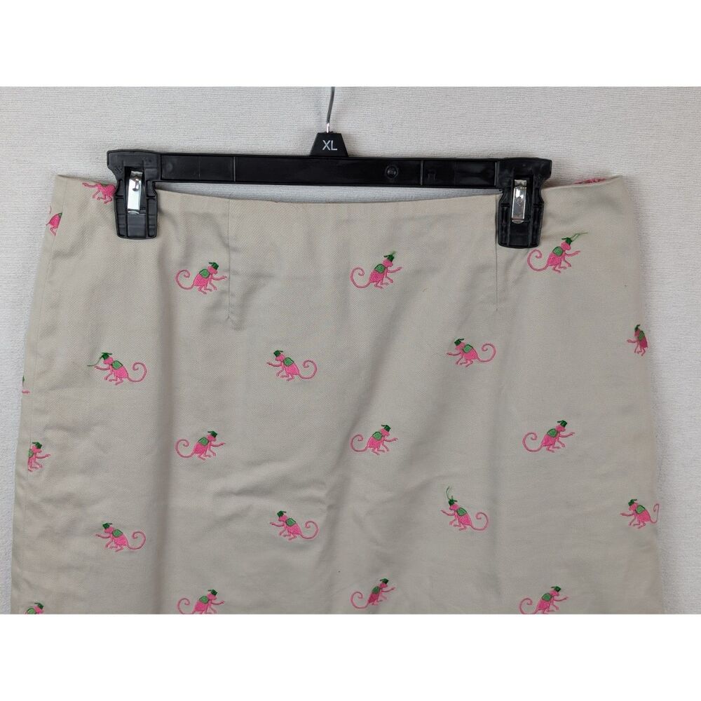 Lilly Pulitzer Monkey Embroidered Lined Tan/Khaki Skirt Women's Size 8 - Picture 2 of 13
